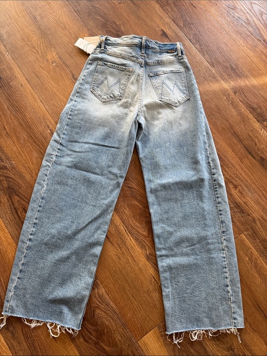 MOTHER Denim - MOTHER Light Blue Wide-Leg Frayed Hem Jeans